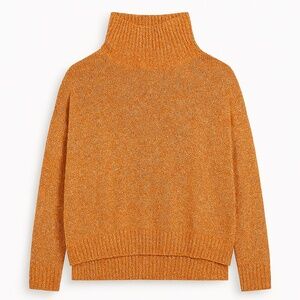 Abound Women's Orange Ribbed Knit Long Sleeve Mock Neck Sweater, size Large